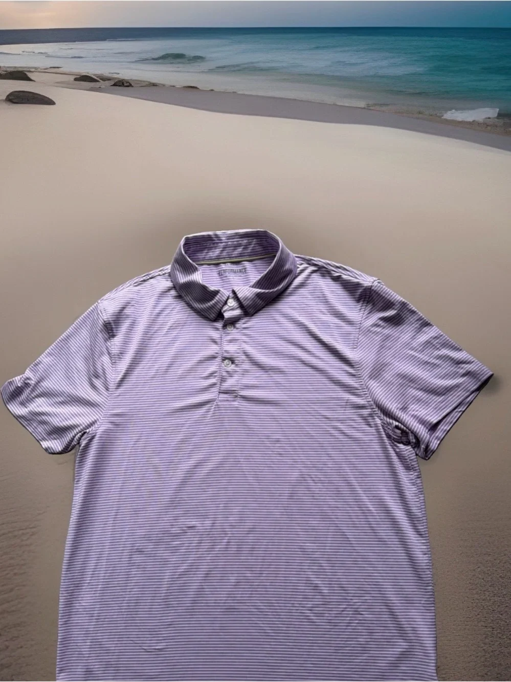 J.Crew Performance Men’s Size Large Polo Shirt. Multicolor Stripes. Great Cond.